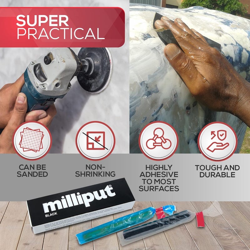 Creative Crafters Milliput Epoxy Putty 10 Piece Set, Black Version - with Sculpting Tools, Sanding Pad and Gloves - Air Dry Moldable Plastic Plumbers Clay - Ceramic Tile, Marble and Quartz Countertop Chip Repair Kit - Image 3